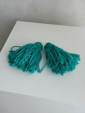 Handmade Teal Yarn Tassel Pair